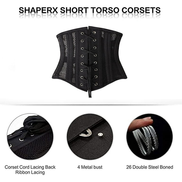 Women's 24 steel bone corset short torso heavy waist training bra hollowed  out breathable body shaping waist corset 