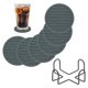 thumbnail image 1 of Juego de 6 posavasos redondos con soporte, posavasos de silicona de 4" para bebidas, posavasos antideslizantes, cojín resistente al calor para vidrio, decoración de bar, cocina y oficina, gris (rayas), 1 of 7