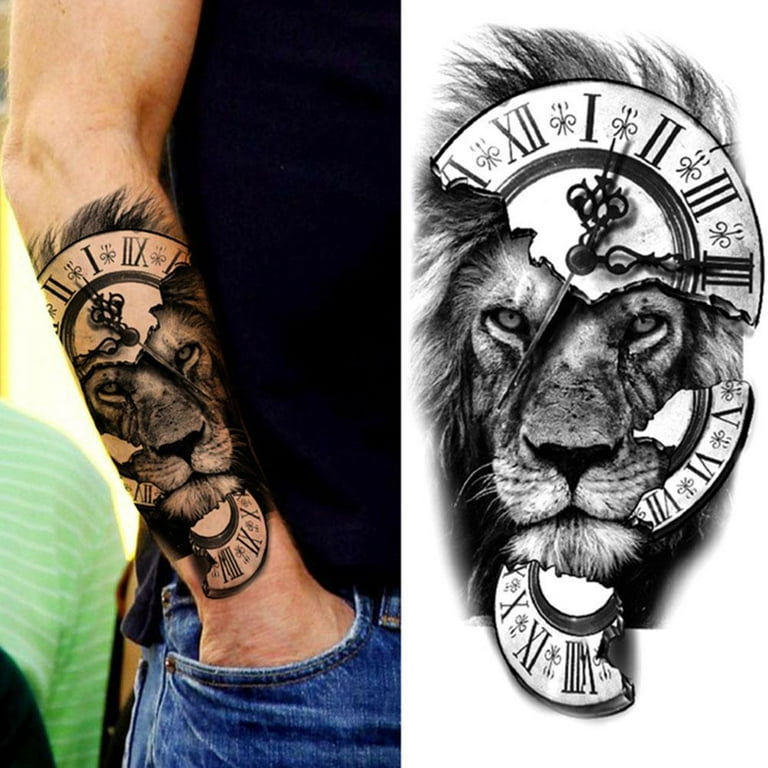 Cross Lion Waterproof Temporary Tattoo Sticker Fake Body Art Arm