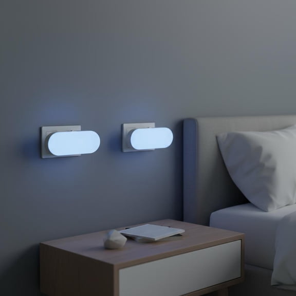 LOHASLED 2 Pack Dimmable Blue LED Night Light with Dusk to Dawn Sensor