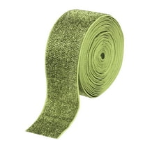 Uxcell Metallic Glitter Velvet Ribbon 1 9/16"x 5 Yard Single Face Sparkle Ribbon Gift Wrapping Grass Green