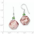 thumbnail image 2 of Beautiful Sterling Silver Clear, Green and Silver Crystal, Pink Jasper Earrings, 2 of 2