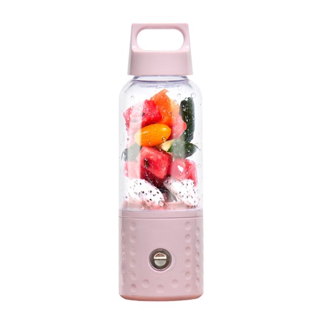 500ml Usb Eletric Fruit Juicer Machine Mini Travel Small Fruit Squeezer Rechargeable Juice Maker Blender Extractor Juice Cup (Pink)