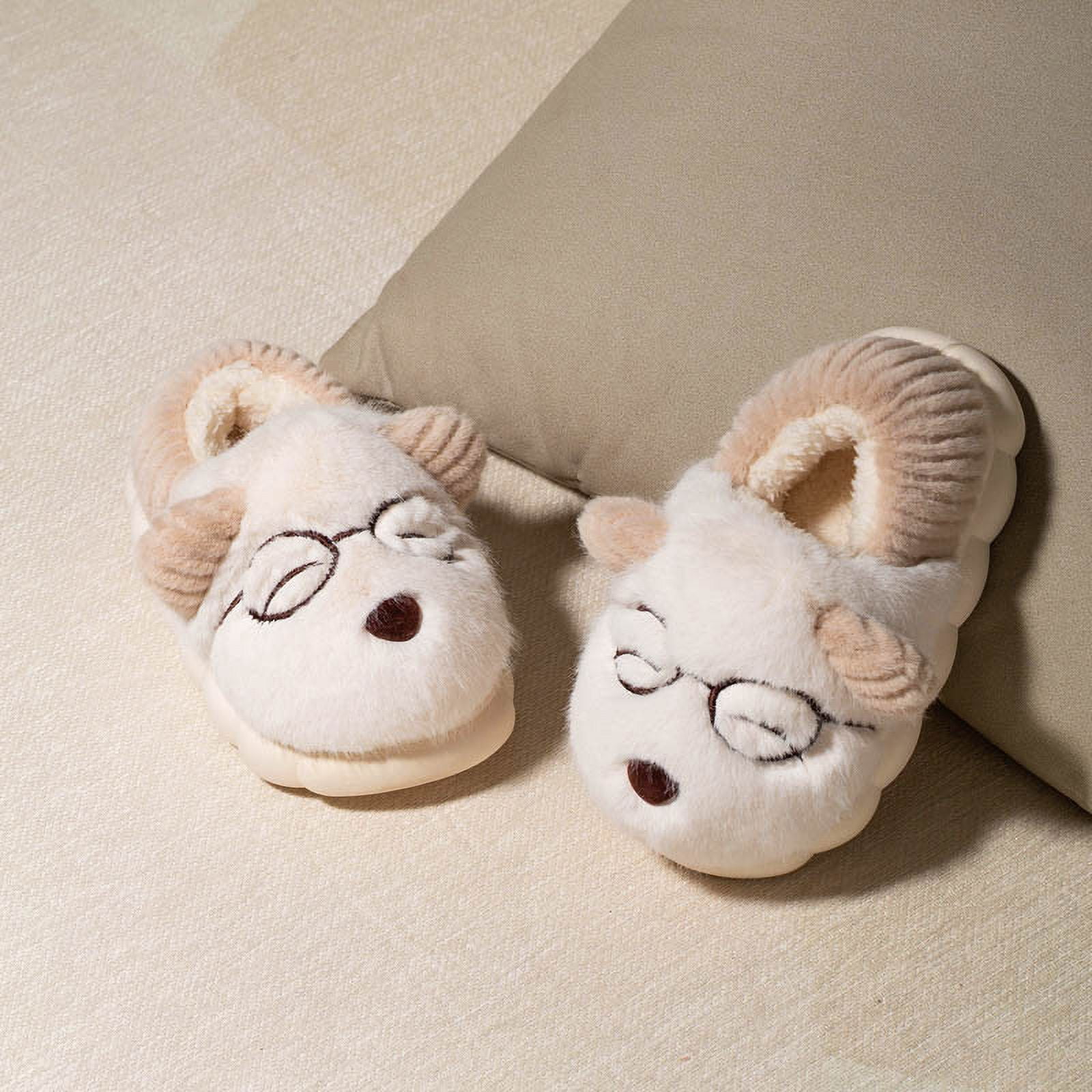 Chaussons Fille Hiver En Peluche – Bout Rond – Design Lapin Mignon – Garde Les Pieds Au Chaud à La Maison