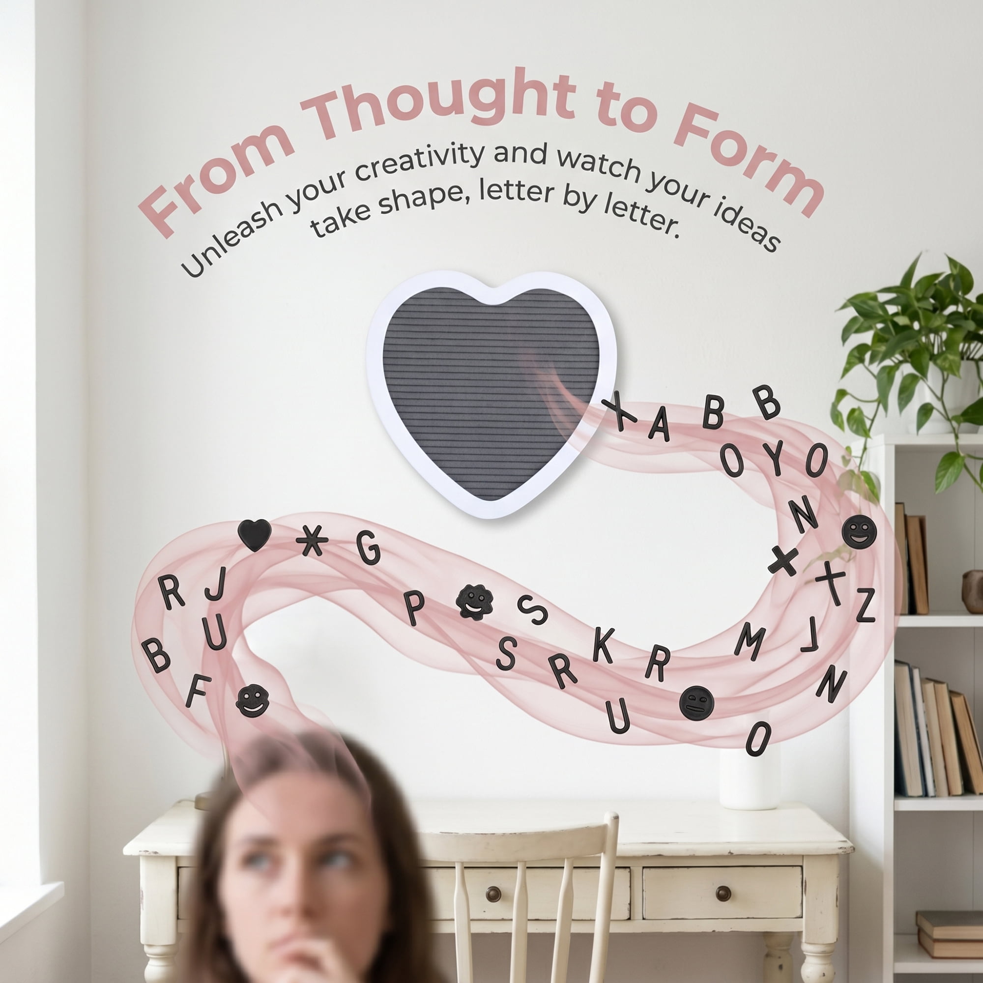 Unique Bargains Heart Shaped Message Board for Decor Gift Gray1 10.23"L x 10.03 x 10.2"H