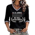 thumbnail image 2 of USA 25th Anniversary Never Forget 9/11 Womens Memorial Shirt Patriotic Tee Towers & Flag Graphic Design Top Black L, 2 of 4
