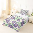 thumbnail image 5 of jejeloiu Purple Floral Twin Sheets For Girls,Cartoon Floral Print Bedding,Purple Cream,3 Pieces,1 Fitted Sheet and 1 Pillowcase, 5 of 6