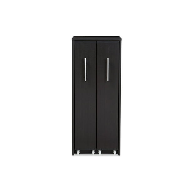 Baxton Studio Lindo Wood Bookcase Type, Dark Brown Wood Bookcase Door