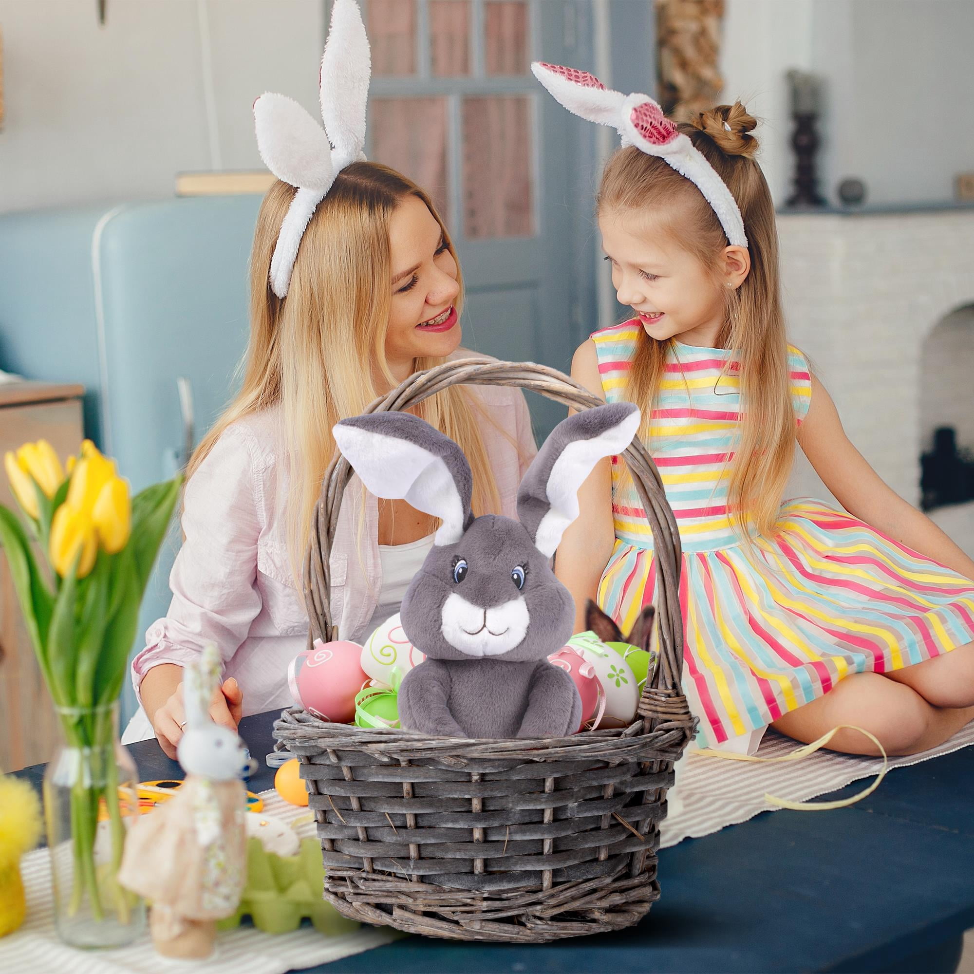 Dimple Milo Stuffed Bunny Toy – Interactive Grey Baby Bunny with Peek-a-Boo & Singing Songs, Soft Plush Gift for Infants, Babies & Toddlers, Boys and Girls, Ages 0+