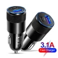 thumbnail image 2 of Cargador de coche rápido Mini USB Tipo C 3.1A 15W PD Adaptador de teléfono móvil (Negro), 2 of 6