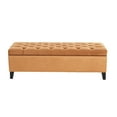 thumbnail image 2 of Christopher Knight Home Modern 52" Velvet Storage Ottoman Bench, Button Tufted, Orange, 2 of 13