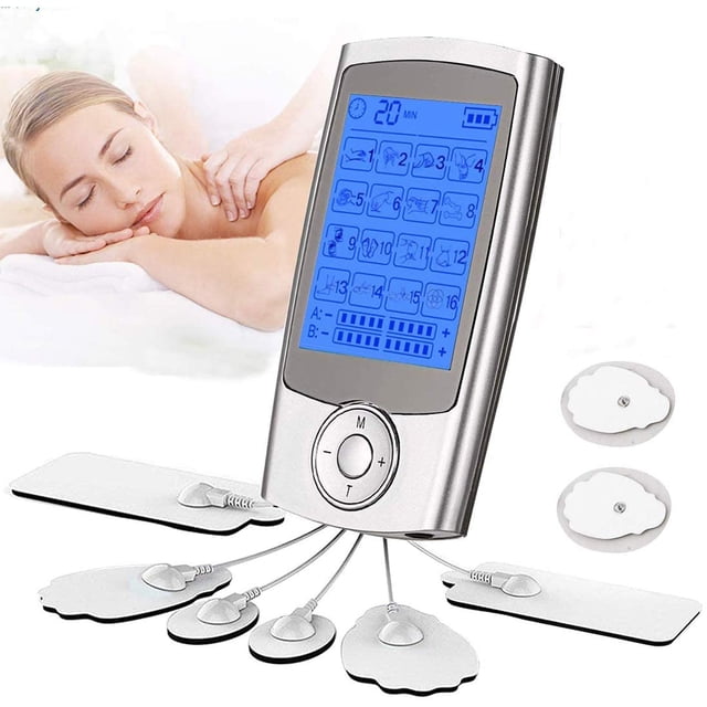 Electroestimuladores TENS Digital Navy Pier Masaje EMS Pantalla LCD 16 Modos 2 Canales 8 Electrodos