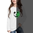 thumbnail image 2 of Glow in the Dark Pumpkin Face Sweatshirt for Girls Halloween Graphic Crewneck Long Sleeve Pullover Shirt for Kids Trick or Treat Party School and Casual Fall Wear, 2 of 10