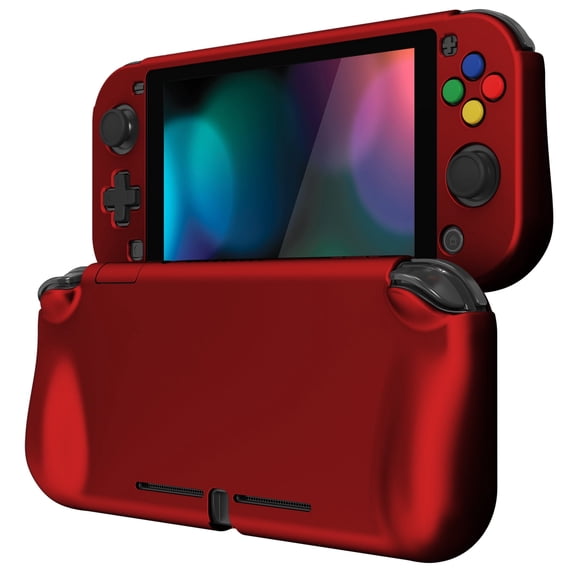 PlayVital ZealProtect Protective Case for Nintendo Switch Lite, Hard Shell Ergonomic Grip Cover for Nintendo Switch Lite w/Screen Protector & Thumb Grip Caps & Button Caps - Scarlet Red