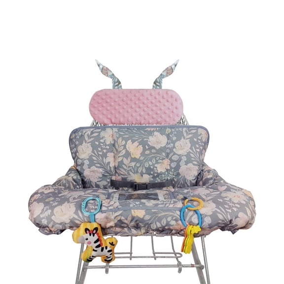 ICOPUCA Shopping Cart Cover for Baby, 2 in 1 cart Cover for Babies N high Chair Cover, Padded Grocery cart seat Cover for Baby Girl, with Extra Detachable Cushion, Universal fit; Patent Design