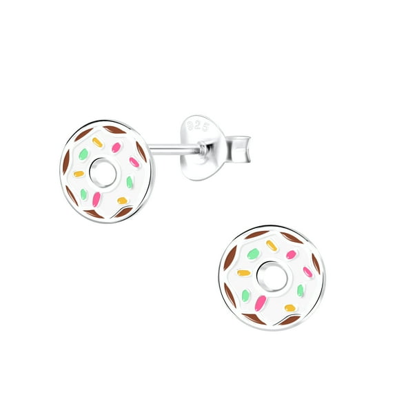 925 Silver Donut White Stud Earrings