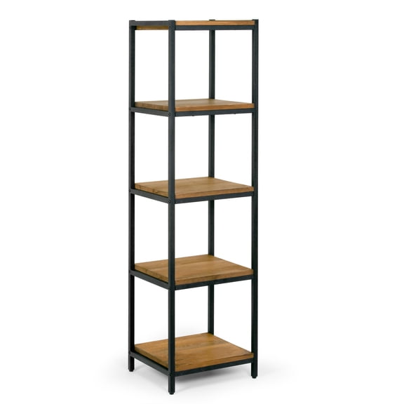 Glamour Home Ailis 57" Wood & Metal Bookcase with 5 Shelves in Brown/Black