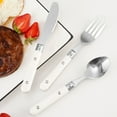thumbnail image 3 of CUITING 3 Sets Children‘s Tableware Kitchen Gear Utensils Forks and Spoons Stainless Steel Kids Toddler Cutlery White, 3 of 6