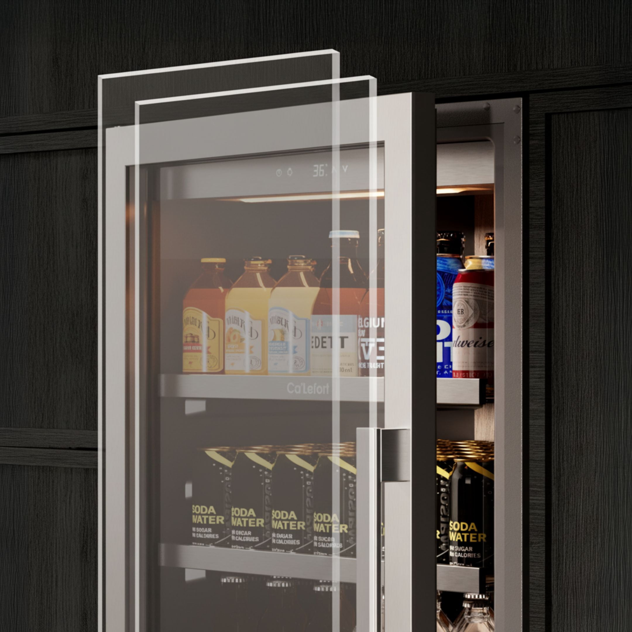 Calefort 373 Cans Beverage Refrigerators,Freestanding or Built-In Beverage Cooler with 3 Color LED Light for Home,Bar,Office