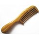 thumbnail image 1 of Peine de dientes anchos de madera de sándalo verde natural, hecho a mano, antiestático, con mango redondeado y aroma para desenredar el cabello rizado. Ideal como regalo (18 cm de largo)., 1 of 5