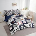 thumbnail image 4 of Manfei Est Sleep Sports Twin Bedding Sets 7-Piece for Teens, Cartoon Baseball Football Bedding Comforter Set, Chic Honeycomb Square Reversible Sheet Sets, Breathable Home Decor, 4 of 8
