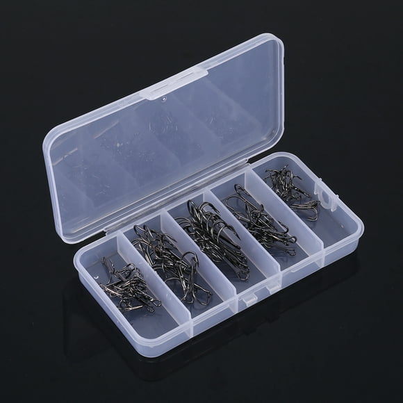 Treble Hooks Three Anchor Hook Set Triple Fishing Hook Set 50pcs/Box Fishing Hook Sharpened Treble Hook 5 Sizes 2/4/6/8/10 Fishhook Tackle Black