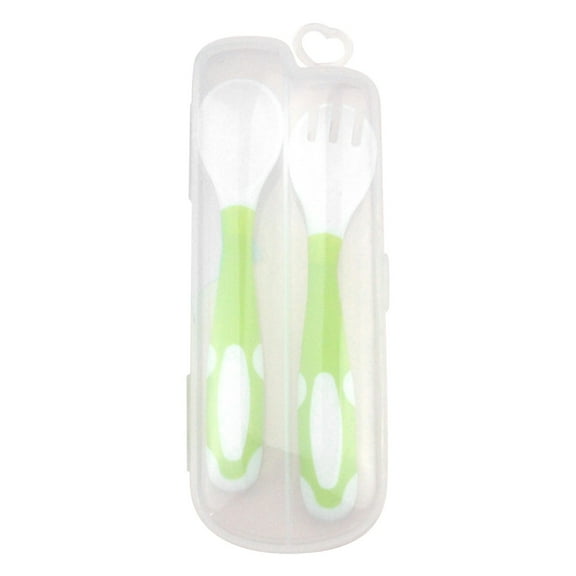 JWDX Tableware Clearance! Baby Spoon and Fork Set Travel Case Bendable & Non Slip Handle Baby Training Spoon with Storage Box Portable Baby Tableware for Babies Infants Toddlers