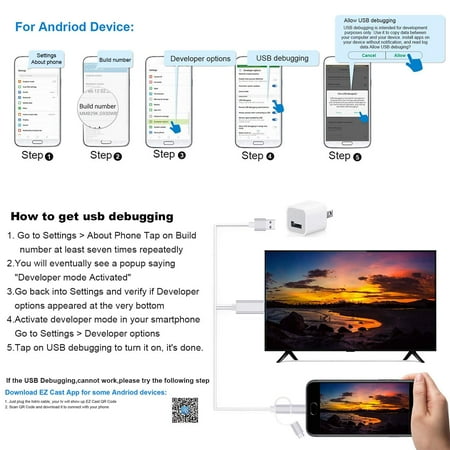 3 in 1 HDMI Cable Adapter for Apple Lightning Cable, Lighting/Type-C/Micro USB to HDMI Cable Digital Audio Mirror Mobile Phone Screen to TV Projector Monitor 1080P HDTV Adapter for Android, (Best Way To Screen Mirror To Tv)