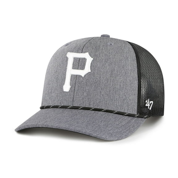 Men's '47 Charcoal Pittsburgh Pirates Carbon Rope Trucker Adjustable Hat