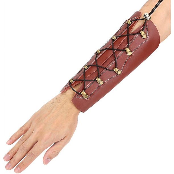 Protector de brazo de cuero para tiro con arco, marrón, protección de cuero para adultos y jóvenes, protector de brazo, traje de pulsera para tiro con arco recurvo, caza, ajuste Rojo Verde Cocina, Decoración y Otros