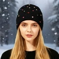thumbnail image 2 of AWZXDE Fashion Rhinestone Detail Beanie Hats For Women Edgy Style Knit Pullover Cap With Studs For Autumn Winter Black, 2 of 4