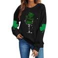 thumbnail image 6 of St Patricks Day Sweatshirt for Women Green Shamrock Printed Shirts Casual Long Sleeve Crew Neck Pullover Tops (XL, Black), 6 of 6