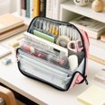 thumbnail image 6 of Standing Pencil Case with Base Large Capacity Stationery Pouch Pen Bag with Zipper for Women Men Red Bows and Polka Dots, 6 of 7