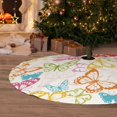 thumbnail image 6 of Sikiie Retro Colorful Butterfly 30-48 inches {designName} Print Christmas Tree Skirt Snowman Xmas Tree Skirt with Edge Christmas Decorations for Holiday Party, 6 of 7