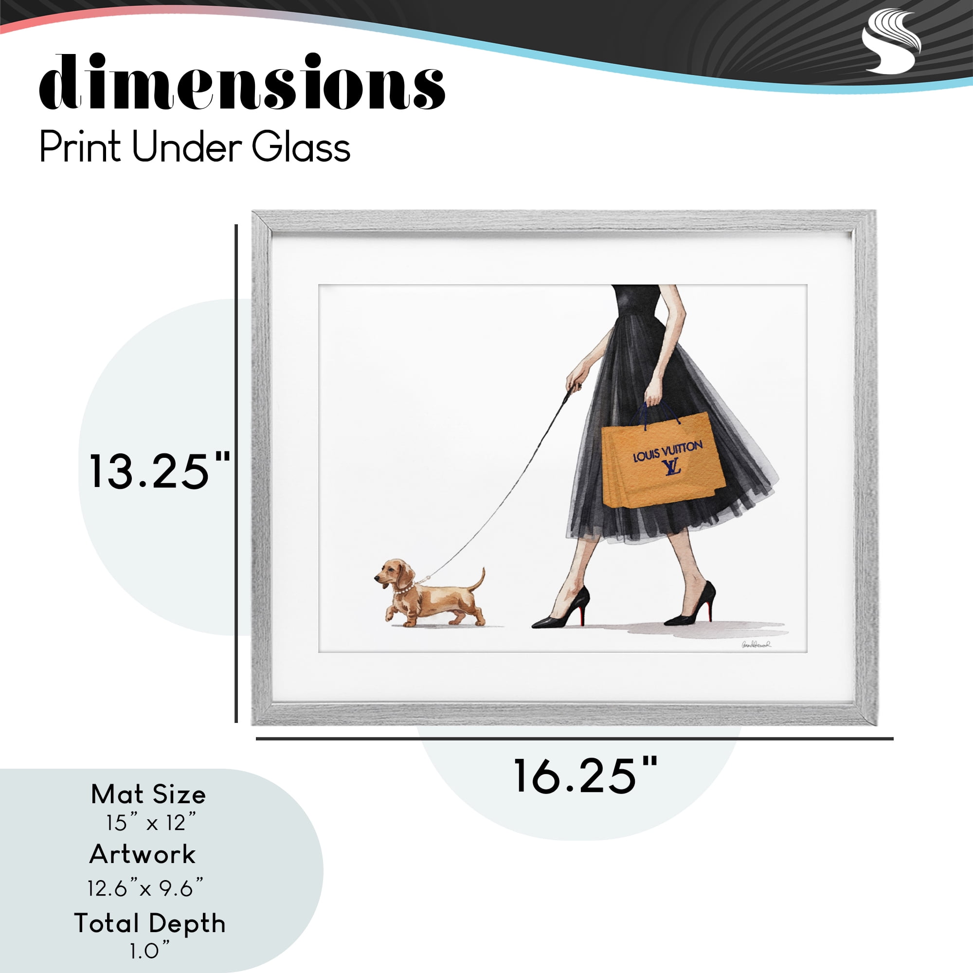 Stupell Industries Fashionable Dog Walking Gray Framed Print Under Glass, design by Amanda Greenwood