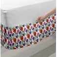 thumbnail image 2 of Flowers Bed Skirt, Floral Theme Natural Motifs Along Botanical Pink and Purple Anemones Pattern, Elastic Bedskirt Dust Ruffle Wrap Around for Bedding Decor, 4 Sizes, Multicolor, by Ambesonne, 2 of 2
