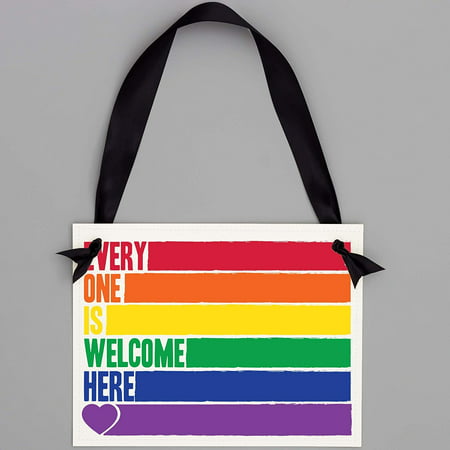 Rainbow "Everyone Is Welcome Here" Hang Sign