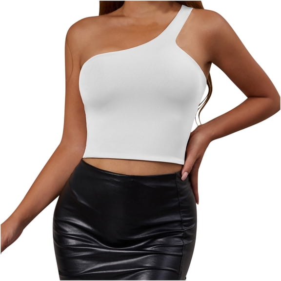 aidice Off the Shoulder Tops for Women Cropped Slim Fitted Sleeveless Tshirts Comfy Summer Casual Tank Tops