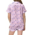 thumbnail image 5 of Landzoo One Girls Cartoon Gradient Heart Print Satin Pajama Short Sleeve Top And Shorts Summer Sleepwear Loungewear Two Piece Outfit Stylish Cute Cozy Children's Outfits 10-11 Years, 5 of 5