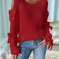 thumbnail image 5 of Women'S Oversized Sweaters Fall Cute Crewneck Long Sleeve Knit Pullover Sweater Jumper Tops Red S, 5 of 7