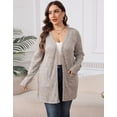thumbnail image 2 of Cogild Plus Size Women's Long kaqi Brushed Knit Cardigan – Button-Up Outerwear with Front Pockets XL~5XL, 2 of 8
