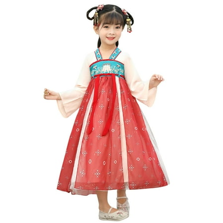 

Kids Fairy Dresses Guzheng Hanfu For Girls Long Sleeves Chinese Custom Style Performance Princess Dress Toddler Fall Clothes For Girls Baby Girls Clothes Baby Western Clothes Girl