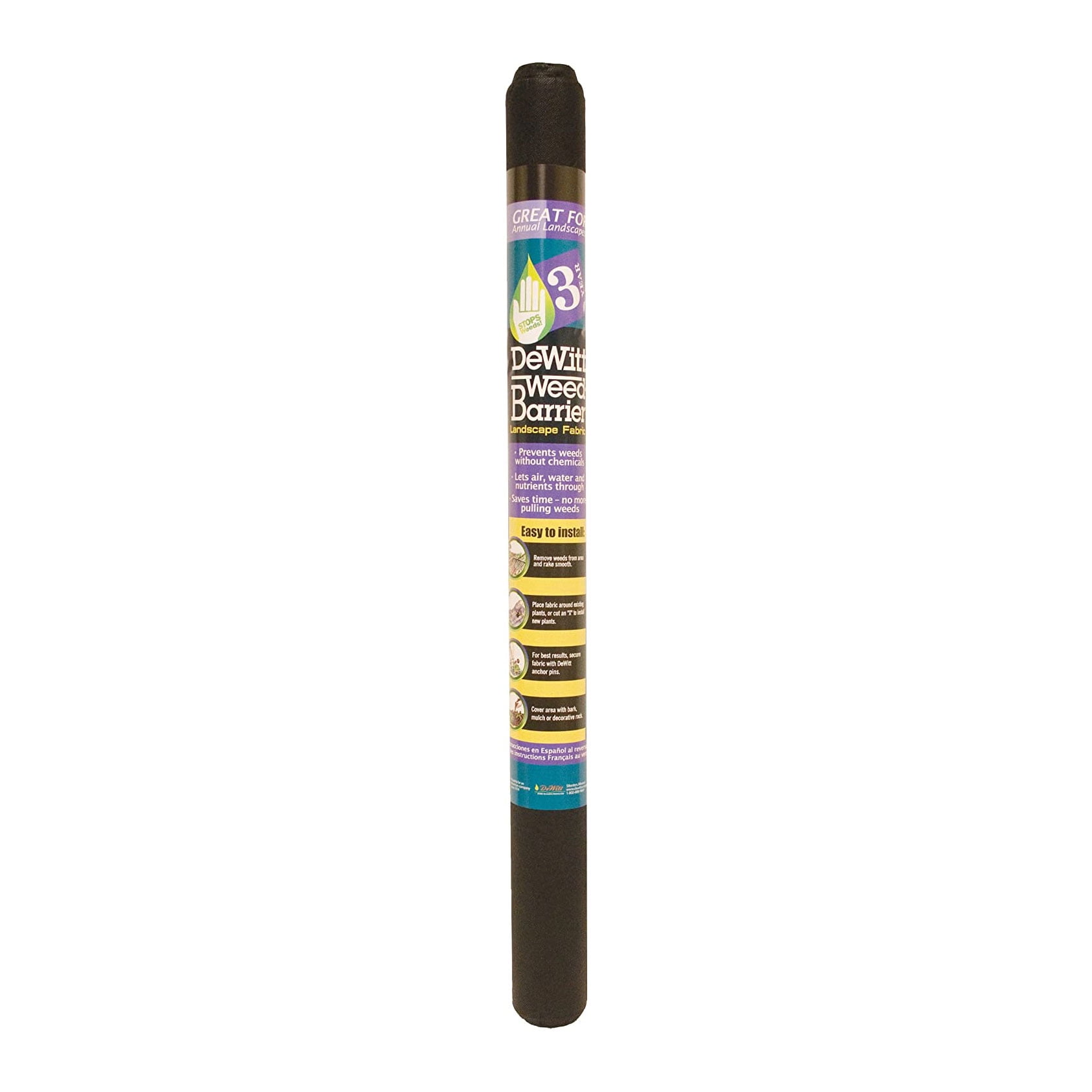 DeWitt Basic Weed Control Fabric 5 Year 1 oz, Lightweight Weed Barrier, 3 x 50 Feet