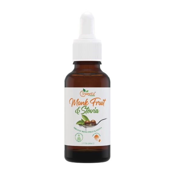 Preservative-Free Liquid Monk Fruit & Stevia Drops – Organic Monk Fruit & Organic Stevia Blend for Clean, Sugar-Like Sweetness – 0 Calories, 0 Carbs – 400 Servings – 2 fl oz Glass Bottle, 1 Pack