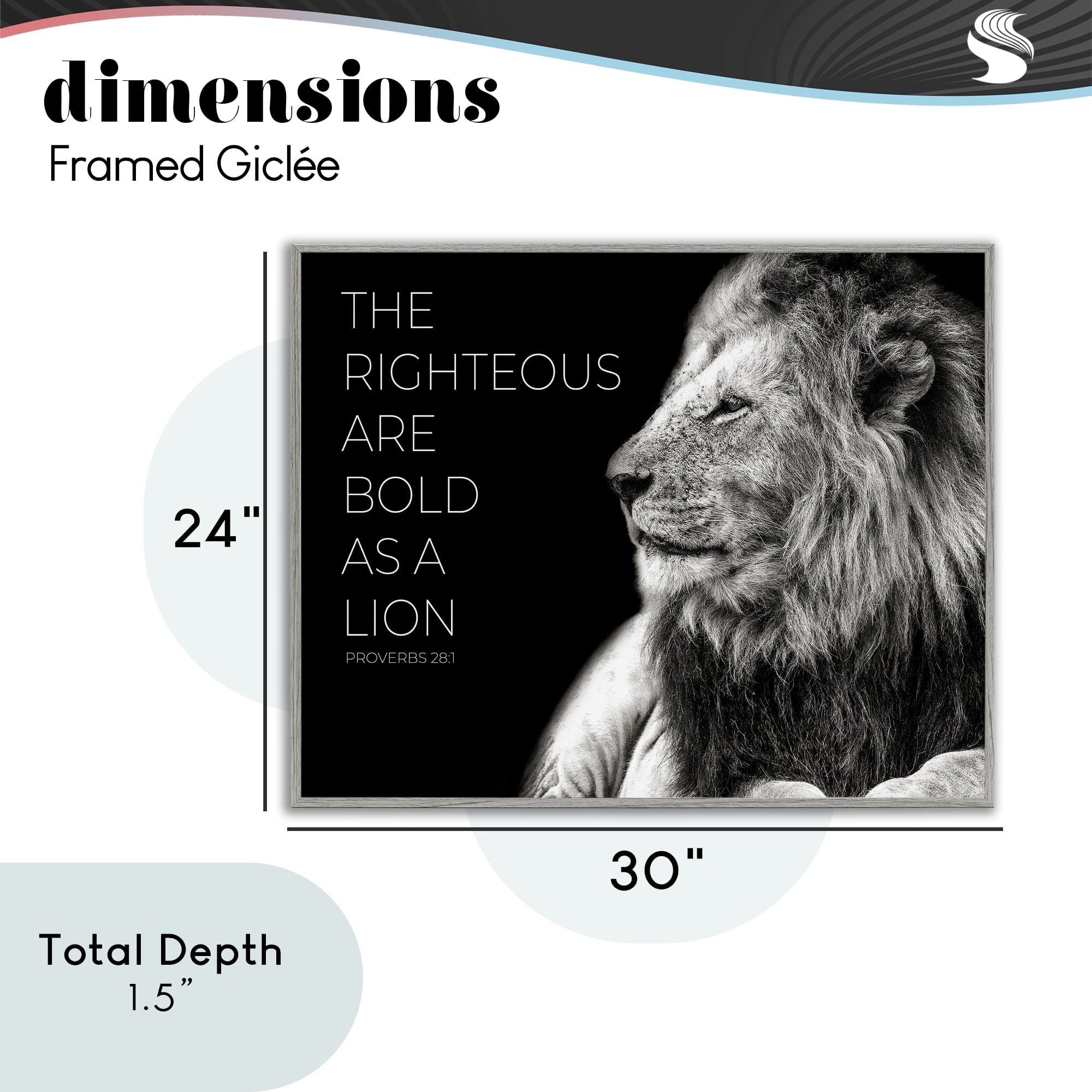 Stupell Industries The Righteous Bold As A Lion Gray Framed Giclee Art, design by Shelley Lake