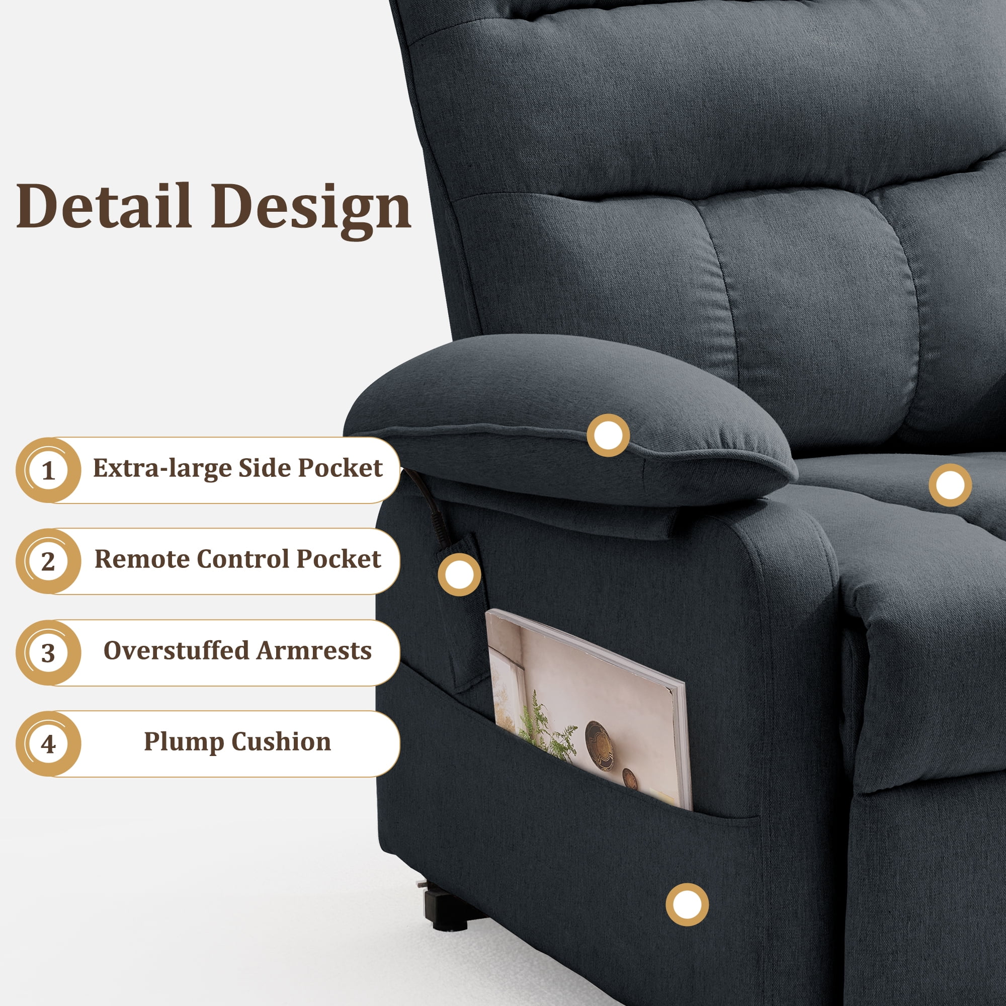 Korser Small Power Lift Recliner Chair for Elderly with Side Pockets Lift Chair for Small Spaces for Living Room,Linen,Dark Grey