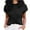 Black, variant on Crewneck Women Short Sleeved Casual Knit Sweater Cable Jumper
