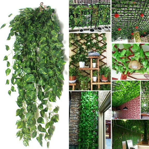 2pcs Artificial Hanging Plants 3.1ft Fake Ivy Vine Fake Ivy Leaves for Wall House Room Patio Indoor Outdoor Decor (No Baskets)