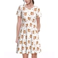 thumbnail image 1 of Bixox Robe d'Été à Manches Courtes pour Femmes Robe Ample Longueur Genou avec Poches-Écureuil et Rose, 1 of 7