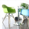 thumbnail image 4 of 2xhome Set of 2 Modern Dining Side Chairs From Molded Plastic Armchair Shell with Natural Wooden Legs, Green, 4 of 7